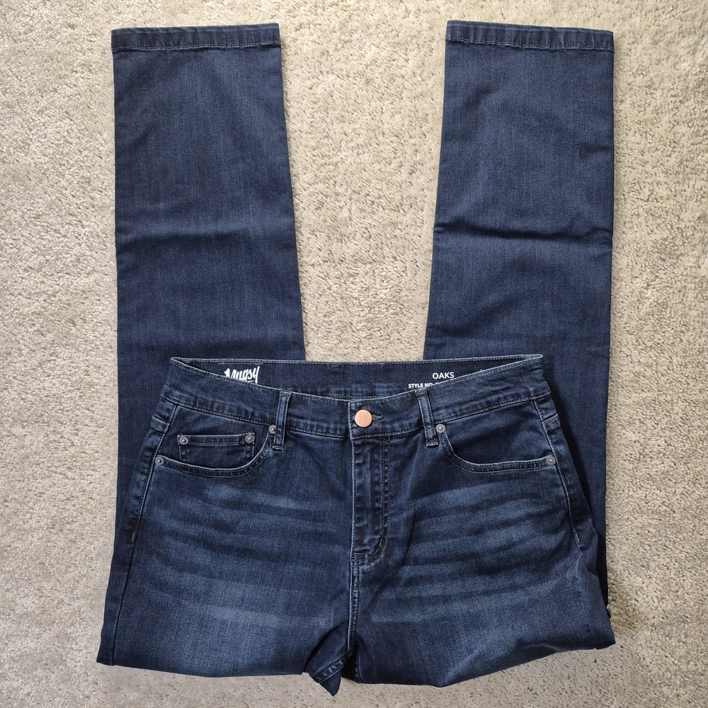 Mugsy Oaks Jean Men 34x32 Dark Wash Stretch Slim Straight Comfort Preppy